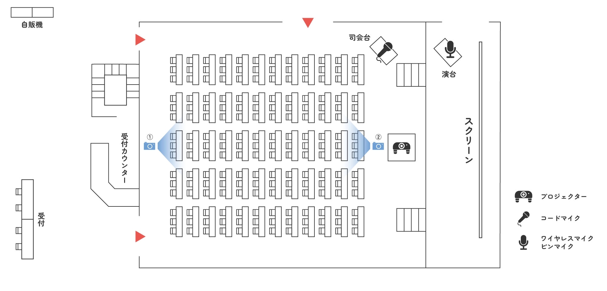 スクール形式の会場レイアウト図